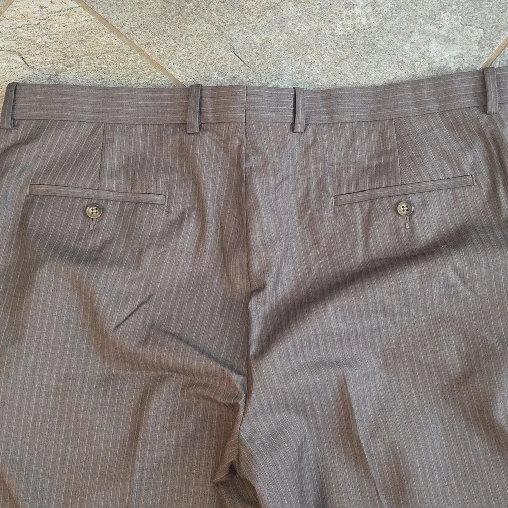 Perry Ellis Portfolio Modern Fit Dress Pants Size 38x32 Brown With Stripes